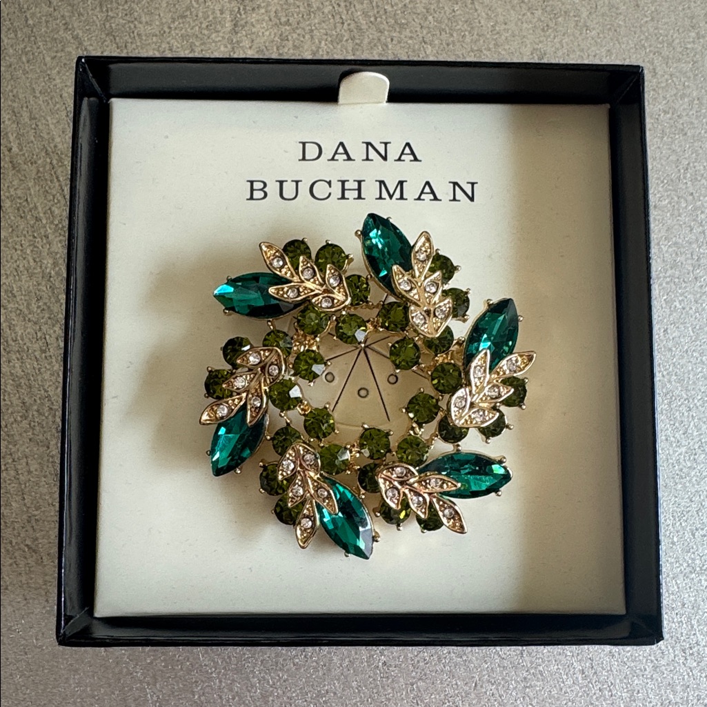 Dana Buchman Emerald And Gold Crystal Brooch 20$